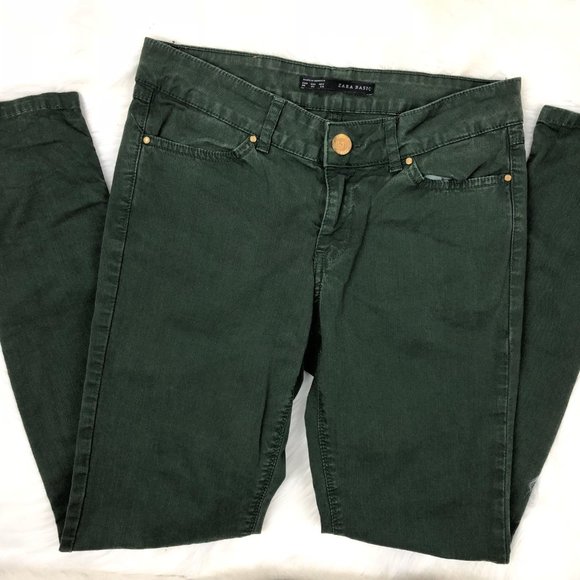 Zara Basic Jeans Denim Jegging Jeans Green Size 4 - Picture 4 of 9